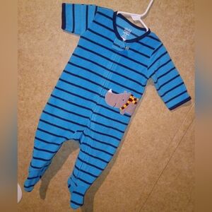 Carter Child of Mine Blue and Navy Striped Footie